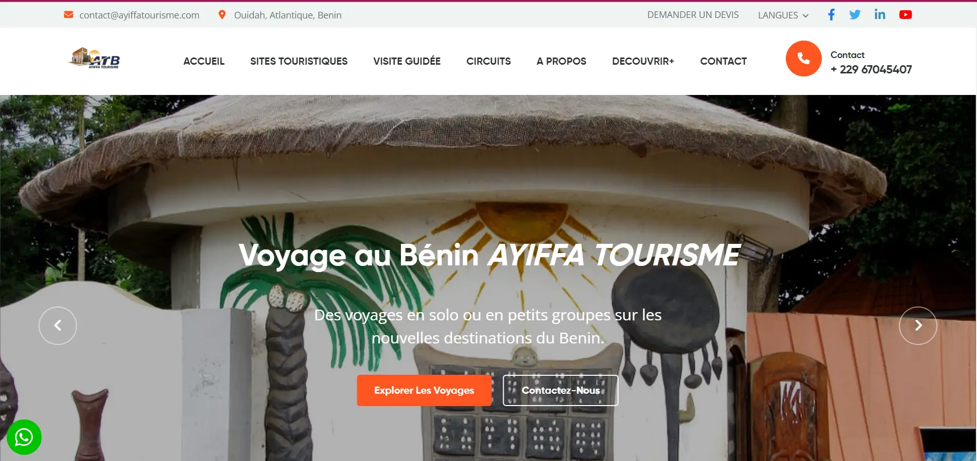 Ayiffa Tourisme: Site Vitrine d'une agence de tourisme guide touristique
