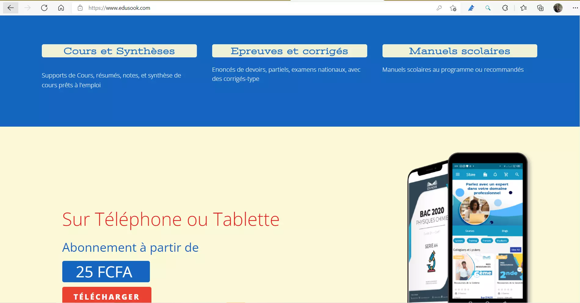 Edusook: Plateforme e-learning à ressources éducatives