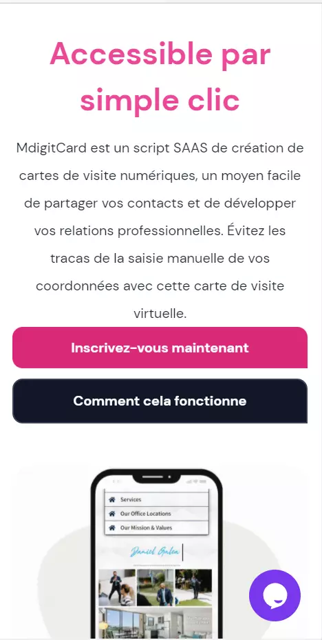 MdigitCard: Site SAAS de création de cartes de visite numériques massenonrhodes.com